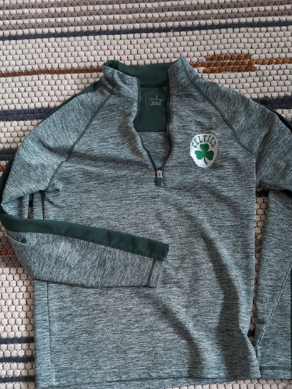 Men's Green Antigua Celtics Quarter-Zip Pullover Sweater
